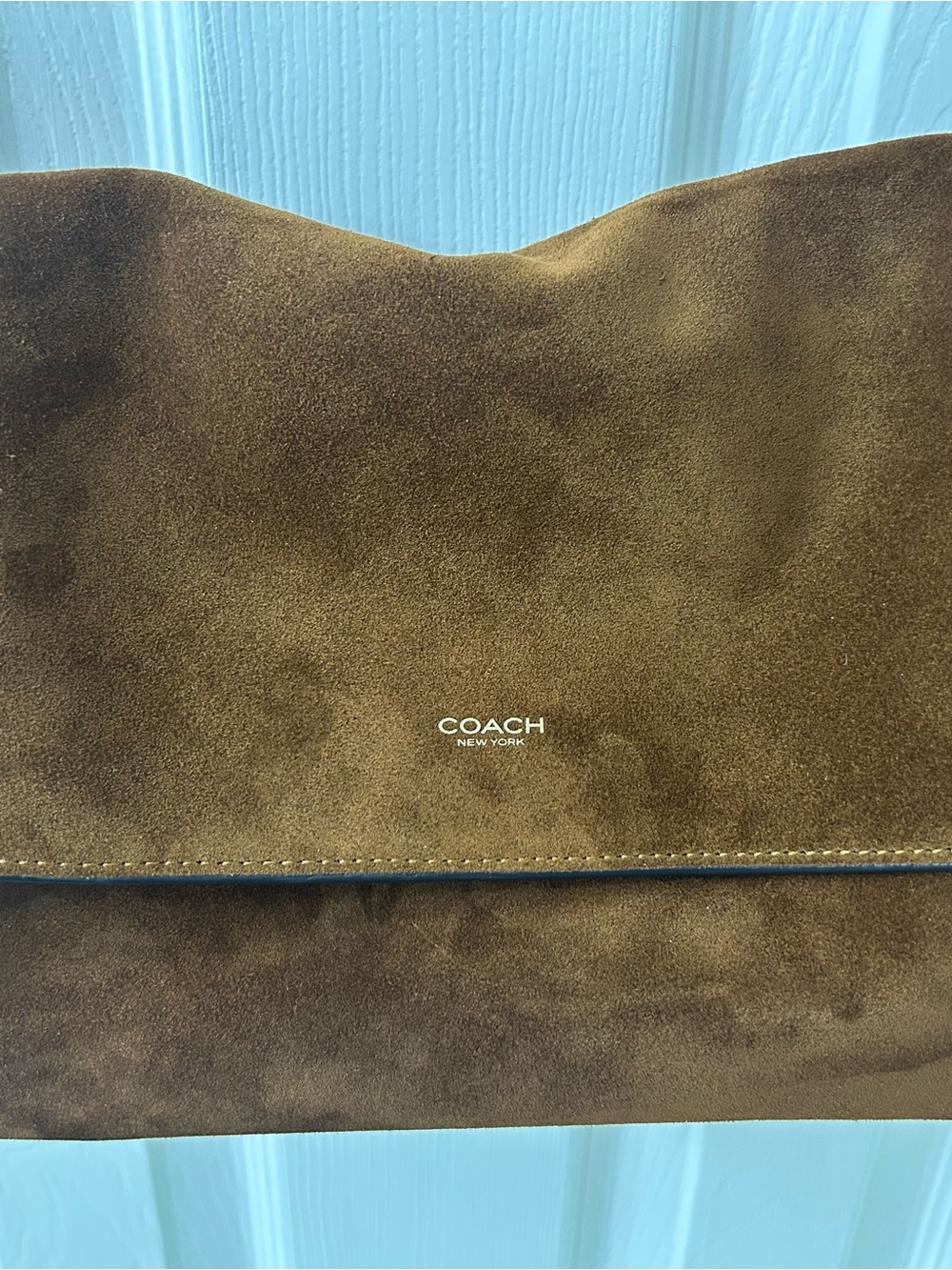 Coach Chelsea 30 Brown Suede Flap Shoulder Bag - Picture 2 of 11